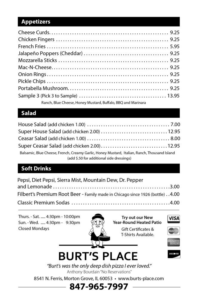 Menu - The Pizza Place